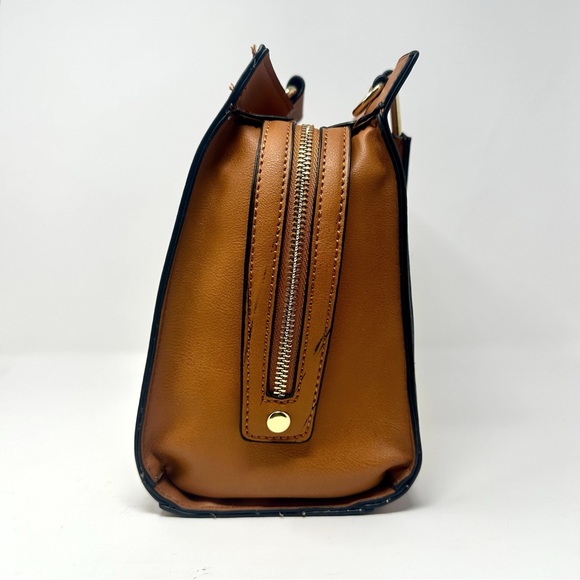 BNWT Cognac and Linen Handbag - Picture 2 of 4